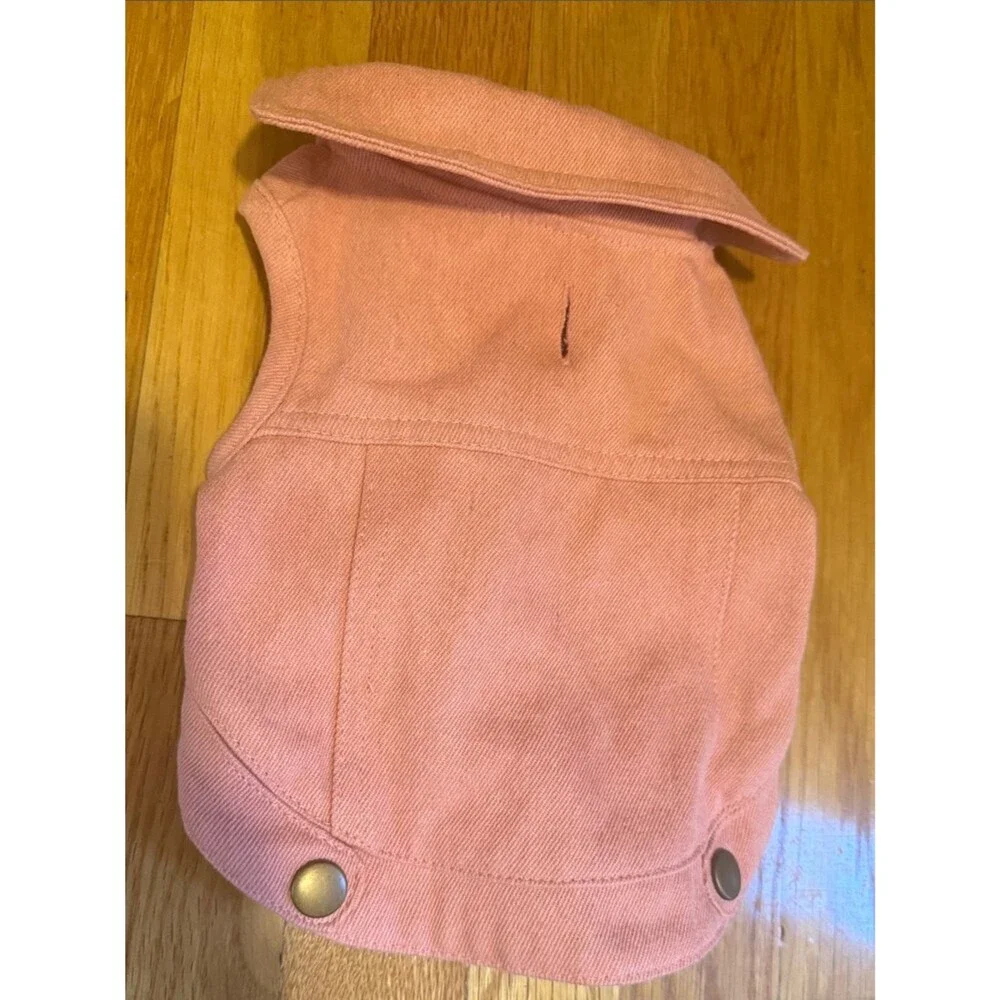 Pup Crew Pink Dog Vest Jacket Small Denim Style Pet Coat Snap Button Shirt